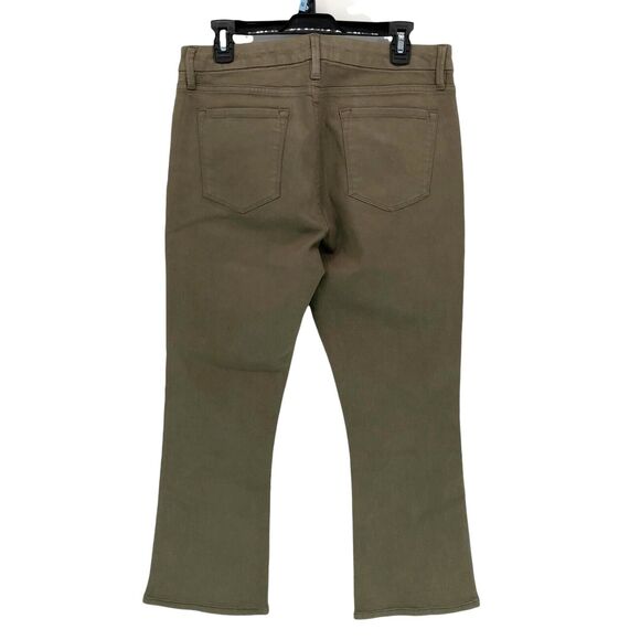 FRAME Le Crop Mini Boot 33 Bootcut High Rise Waisted Coated Denim Jeans Green - Picture 3 of 8